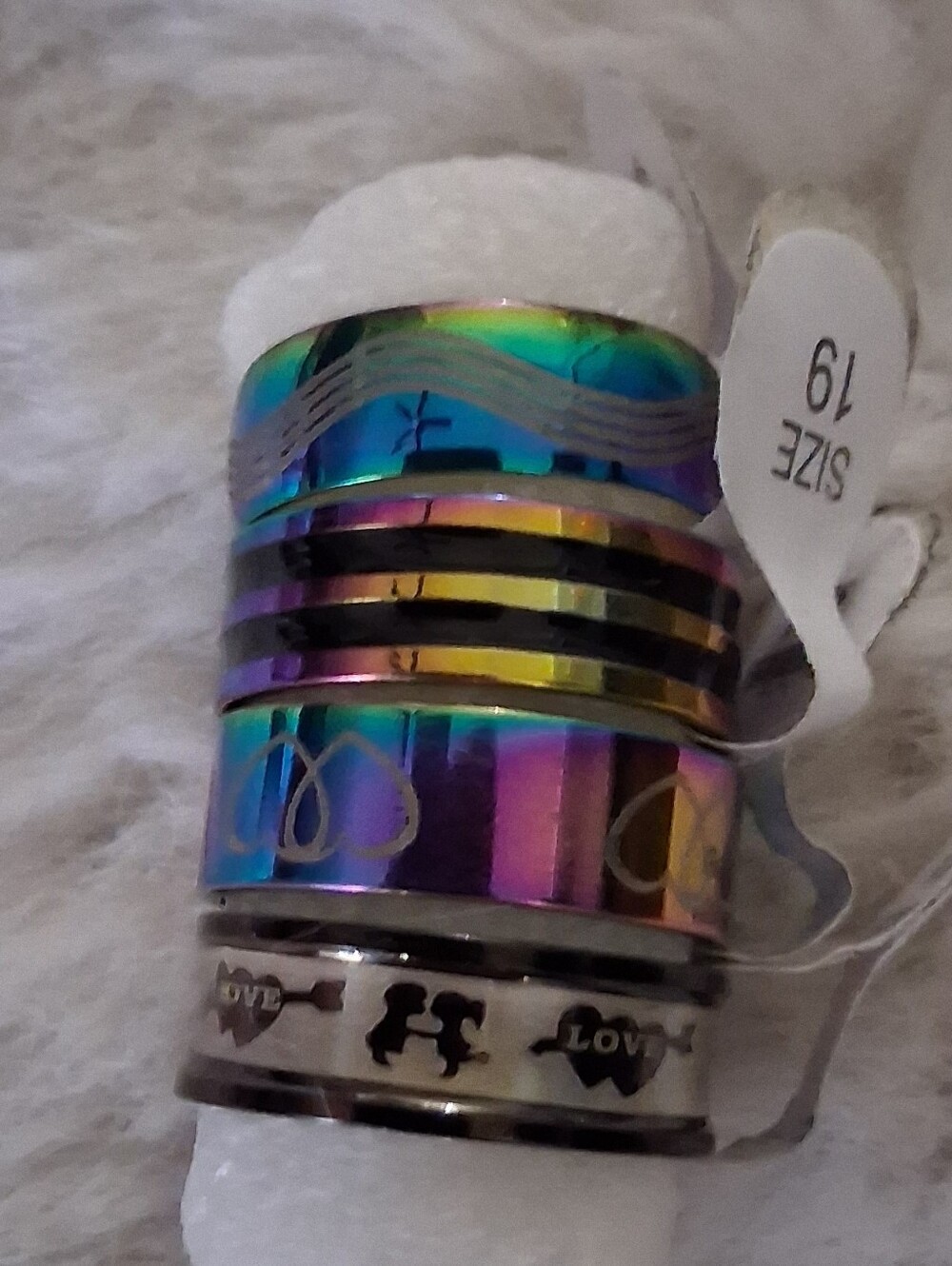 Size 19 Multicolor Stainless Steel Accent Ring Set